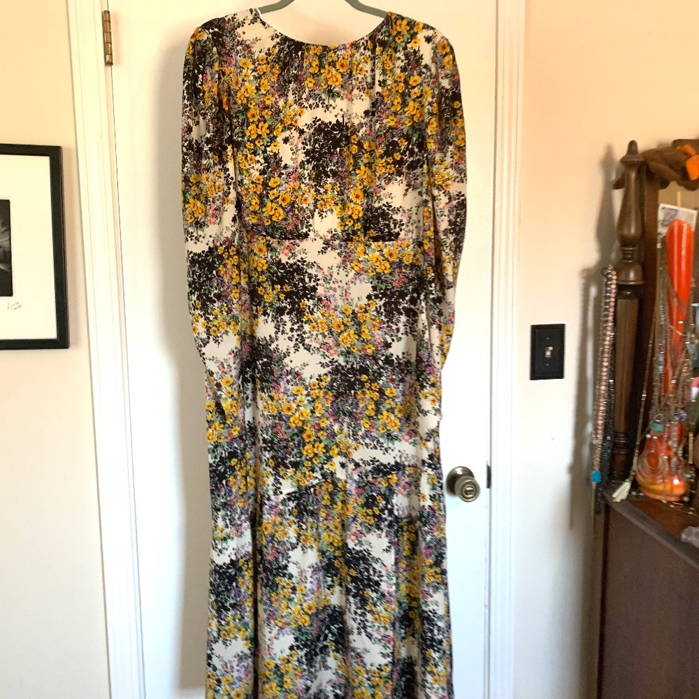 NWT Topshop Floral Long Sleeve Midi Dress 12 - Picture 7 of 11